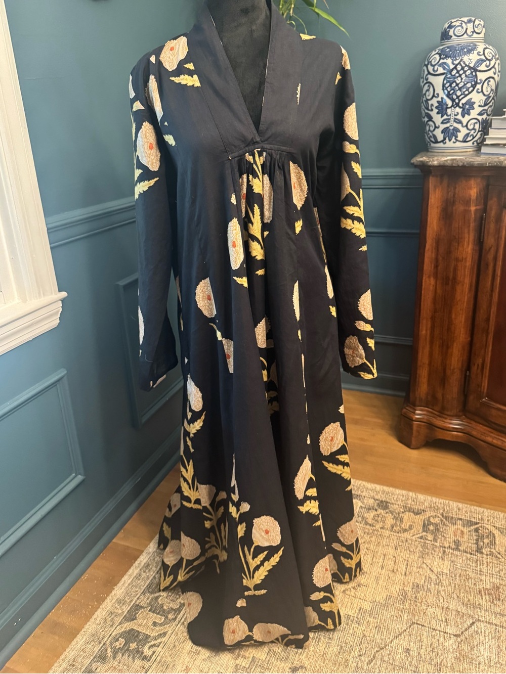 Floral Black Light Weight VNeck
Maxi with pockets
